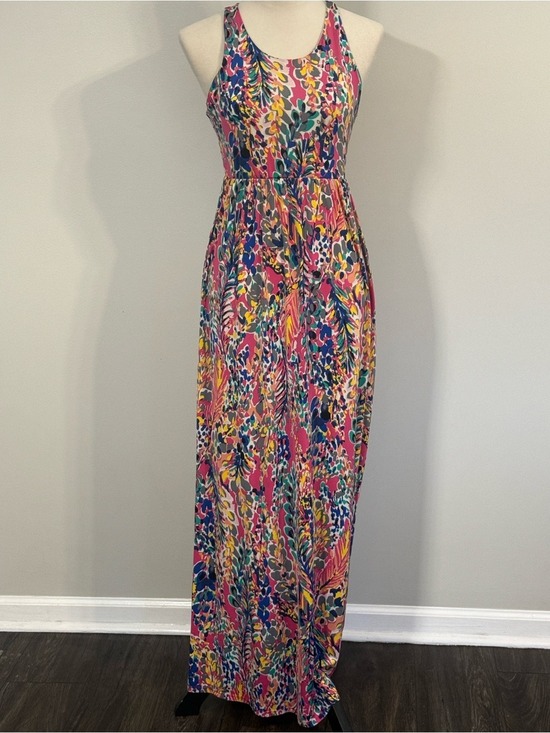 Beacon Apparel Dresses & Skirts - Vibrant Pink Floral-Print Maxi Dress